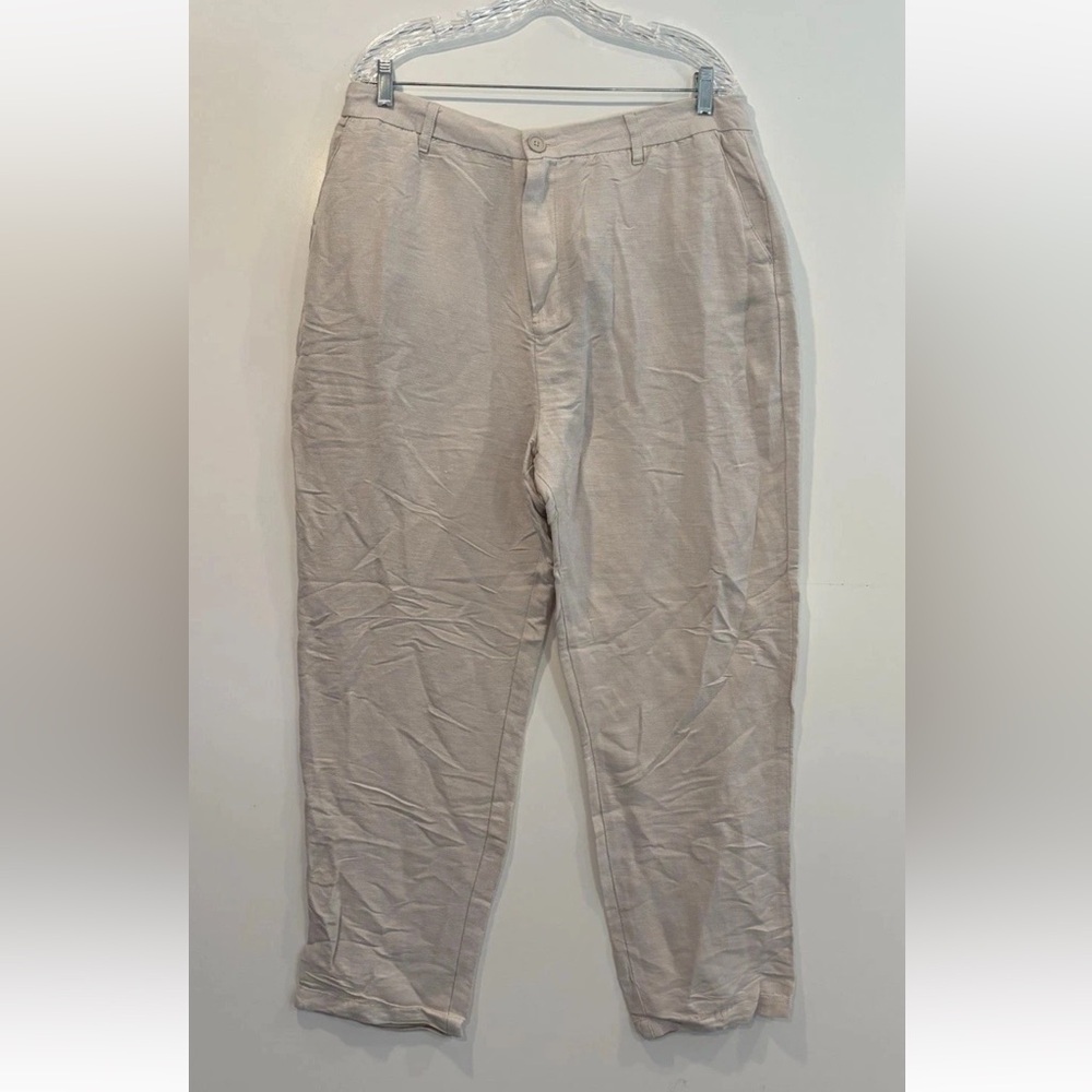 NWT Magaschoni Man Beige‎ Linen Blend Pants Flat Front Size W36 L31